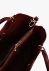 Bordowa Dwukomorowa Torebka Typu Shopper Ozdobiona Metalicznymi Aplikacjami Adorrive