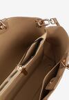 Beżowa Dwukomorowa Torebka Typu Shopper Ozdobiona Metalicznymi Aplikacjami Adorrive