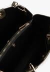 Ciemnozielona Dwukomorowa Torebka Typu Shopper Ozdobiona Metalicznymi Aplikacjami Adorrive