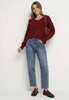 Niebieskie Klasyczne Jeansy o Kroju Mom Fit z Wysokim Stanem Nellessa
