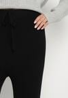 Czarne Szerokie Spodnie High Waist z Wiskozą z Gumką w Pasie  Essica