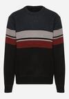 Granatowy Sweter z Wełną z Eleganckim Kołnierzykiem Koszulowym Espalea