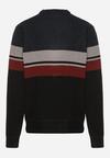 Granatowy Sweter z Wełną z Eleganckim Kołnierzykiem Koszulowym Espalea