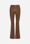 Brązowe Spodnie Dzwony z Imitacji Skóry Vebora