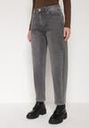 Szare Jeansy Mom Fit z Wysokim Stanem Rallanda