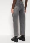 Szare Jeansy Mom Fit z Wysokim Stanem Rallanda