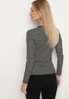Czarna Bluzka Typu Longsleeve w Paski Ozdobiona Cyrkoniami Ralinella