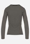 Czarna Bluzka Typu Longsleeve w Paski Ozdobiona Cyrkoniami Ralinella