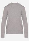 Szary Gładki Sweter z Półgolfem w Stylu Casual Unallia