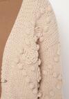 Ciemnobeżowy Kardigan Ozdobiony Pomponami Besida