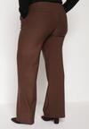 Brązowe Spodnie z Bawełną o Szerokim Kroju z Wysokim Stanem Danniva