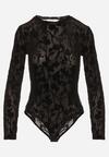 Czarne Body z Wiskozą i Welurowym Wzorem Zozelle