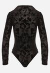 Czarne Body z Wiskozą i Welurowym Wzorem Zozelle