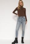 Niebieskie Jeansy Skinny z Bawełną z Regularnym Stanem Tevalka