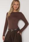 Brązowa Bluzka ana Bluzka Typu Longsleeve Lisfia