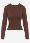 Brązowa Bluzka ana Bluzka Typu Longsleeve Lisfia