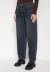 Niebieskie Szerokie Jeansy Mom Fit z Wysokim Stanem Delennia