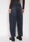 Niebieskie Szerokie Jeansy Mom Fit z Wysokim Stanem Delennia