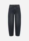 Niebieskie Szerokie Jeansy Mom Fit z Wysokim Stanem Delennia