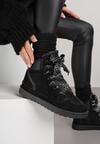 Czarne Sneakersy z Ozdobnymi Sznurówkami Eveslia
