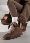 Brązowe Sneakersy z Ozdobnymi Sznurówkami Eveslia
