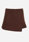 Brązowe Spódnico-Szorty z Wełną i Cekinami Fedara