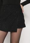 Czarne Spódnico-Szorty z Wełną i Cekinami Fedara
