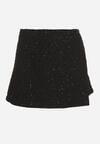 Czarne Spódnico-Szorty z Wełną i Cekinami Fedara