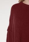Bordowy Sweter z Wiskozą i Wełną o Kroju Nietoperza Fedella