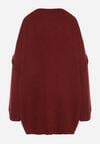Bordowy Sweter z Wiskozą i Wełną o Kroju Nietoperza Fedella
