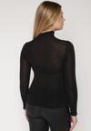 Czarna Bluzka z Golfem Typu Longsleeve z Wiskozy z Kaszmirem Fedine