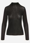 Czarna Bluzka z Golfem Typu Longsleeve z Wiskozy z Kaszmirem Fedine