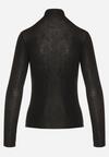 Czarna Bluzka z Golfem Typu Longsleeve z Wiskozy z Kaszmirem Fedine