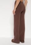 Brązowe Spodnie Szerokie Spodnie z Wysokim Stanem z Domieszką Kaszmiru Nefrina