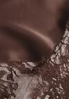 Brązowa Satynowa Spódnica Ozdobiona Koronką Milori