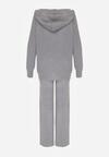 Ciemnoszary Dzianinowy Komplet z Wełną Bluza na Suwak z Kapturem i Spodnie Sewnira