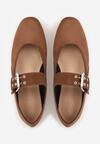 Jasnobrązowe Balerinki Vices ze Skórzaną Wkładką i Szerokim Paskiem ze Sprzączką Rilucea