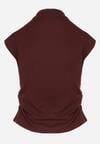 Bordowy Marszczony Top z Bawełny i Wiskozy z Półgolfem Zetalia