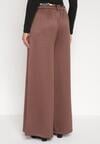 Brązowe Spodnie o Szerokim Kroju Ozdobione Paskiem Tusrina