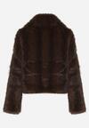 Brązowa Kurtka Futerko o Prostym Kroju z Zapięciem na Suwak Tusiviela