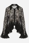 Czarna Koronkowa Koszula Ozdobiona Falbankami Ezirena