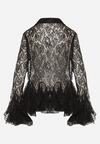 Czarna Koronkowa Koszula Ozdobiona Falbankami Ezirena