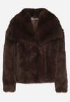 Brązowa Futrzana Kurtka z Cieniowanym Wzorem Monizavia
