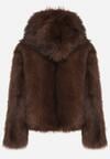 Brązowa Futrzana Kurtka z Nieodpinanym Kapturem Tusarea