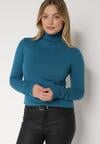 Granatowy Golf Sweter z Wiskozą i Kaszmirem Zailaya