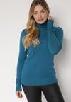 Granatowy Golf Sweter z Wiskozą i Kaszmirem Zailaya