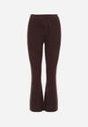 Brązowe Spodnie Dzwony z Dzianiny z Wiskozą Zetiva