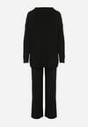 Czarny Dzianinowy Komplet z Bawełną i Wełną Długi Sweter i Szerokie Spodnie Reinesa