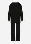 Czarny Dzianinowy Komplet z Bawełną i Wełną Długi Sweter i Szerokie Spodnie Reinesa