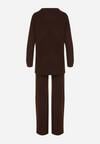 Brązowy Dzianinowy Komplet z Bawełną i Wełną Długi Sweter i Szerokie Spodnie Reinesa